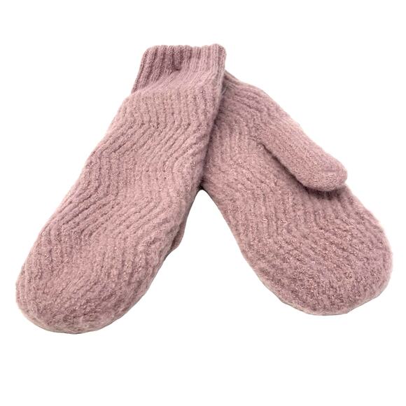 INC Chevron Mauve Cozy Knit Fleece Lined Chenille Mittens One Size - Picture 3 of 5